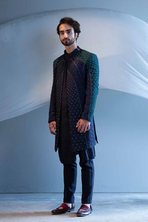 Midnight Blue And Teal Colorblock Contemporary Jacket