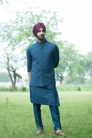 Teal Blue Nehru Jacket