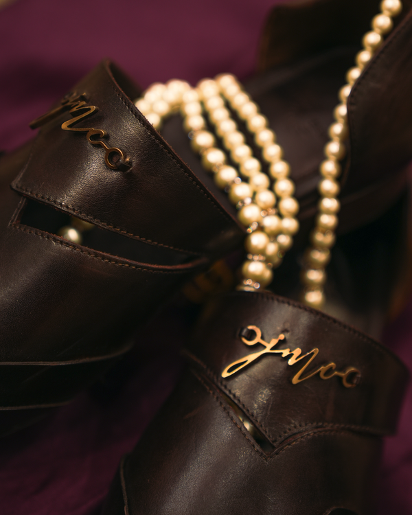 LOTUS WITH STRAP Brown leather handcrafted loafers with strap
