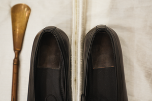 BALLET Black leather handcrafted ballet loafers