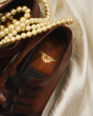 INFORMAL tan brown ombre leather handcrafters loafers with laces
