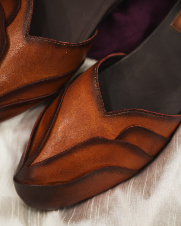 LAYERED Tan brown leather handcrafted loafers