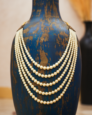 Pearl Royale white pearl multi layered mala
