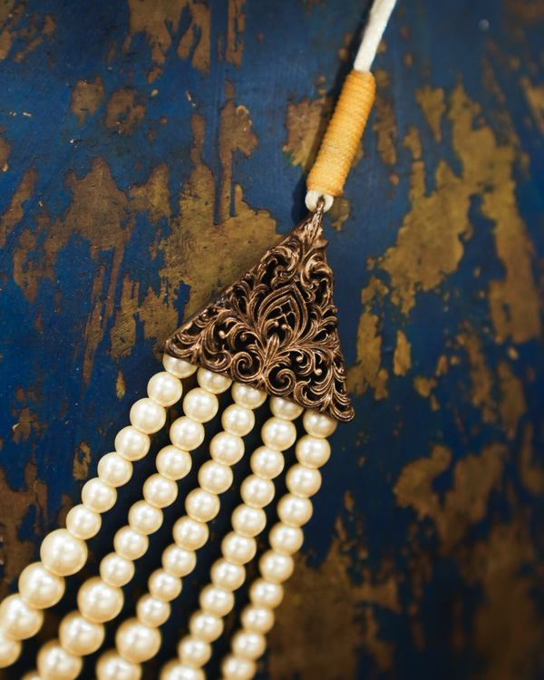 Pearl Royale white pearl multi layered mala
