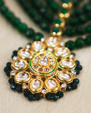 Mehreen Mala Emrald green kundan mala