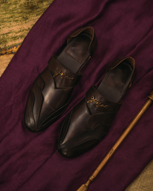 LOTUS WITH STRAP Brown leather handcrafted loafers with strap