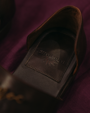 LOTUS WITH STRAP Brown leather handcrafted loafers with strap