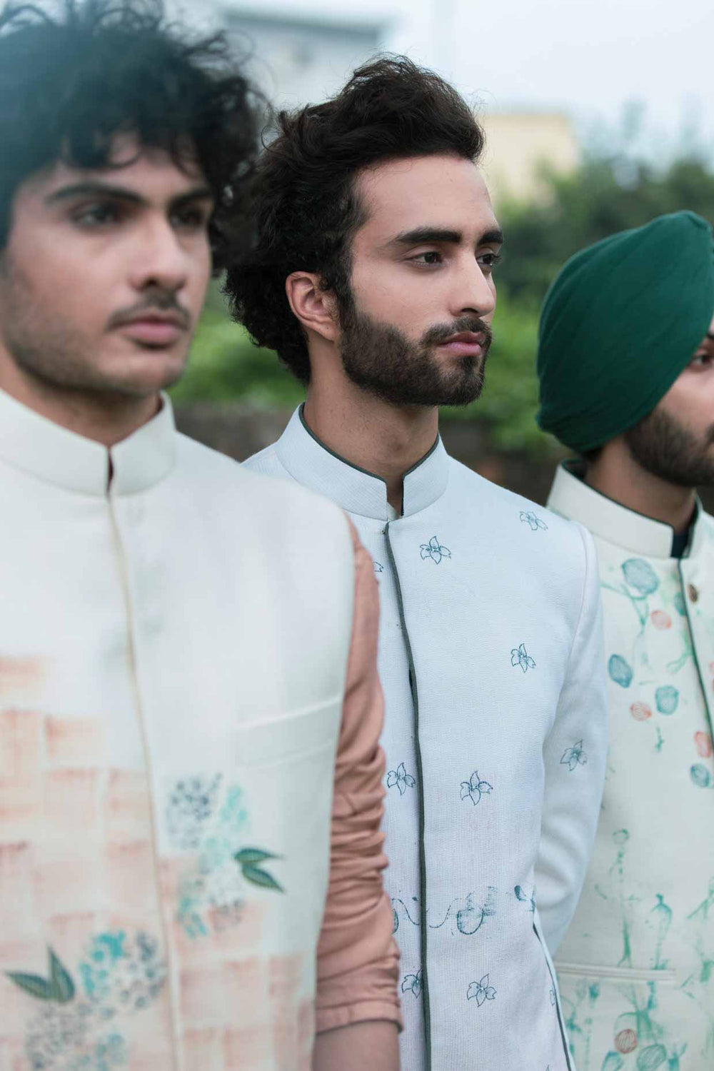 Ivory Hand Paint Nehru Jacket