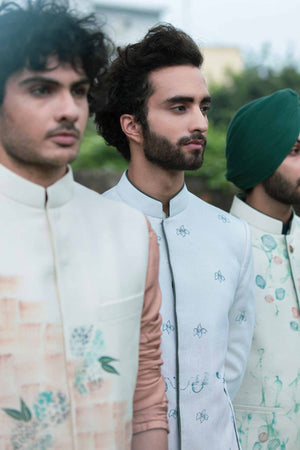 Ivory Hand Paint Nehru Jacket