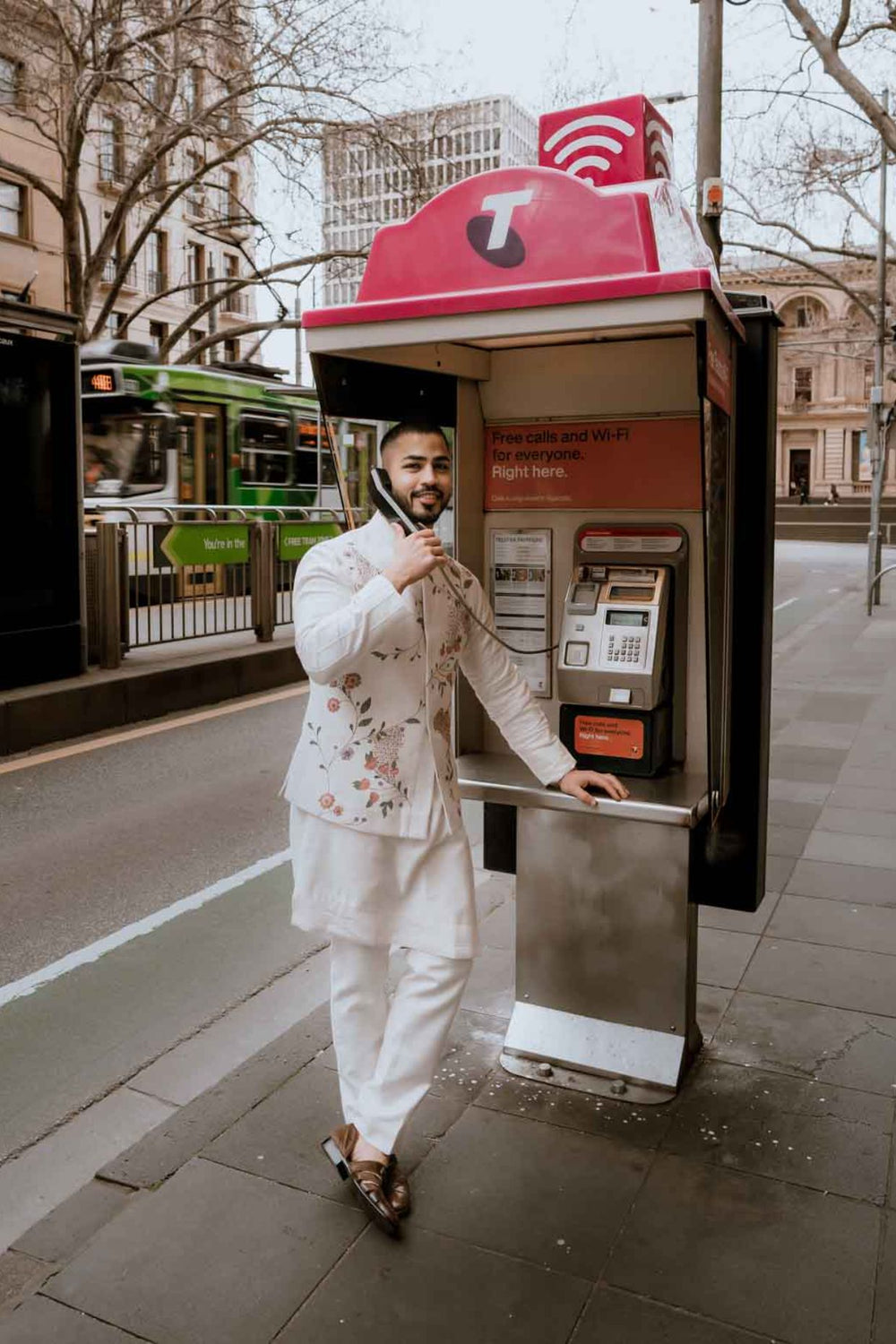 Porcelain Petals Nehru Jacket Set